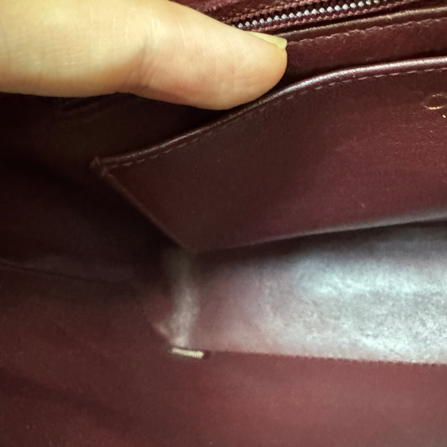 Chanel Vintage Medium Flap Top Handle Bag Burgundy Suede Leather 1997-1999