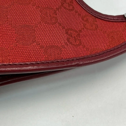Gucci Jackie Vintage Red Monogram Fabric and Leather Shoulder Bag