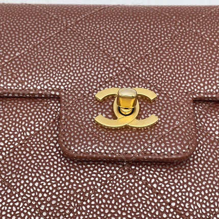 Chanel Vintage Medium Iridescent Brown Caviar Leather Shoulder Bag Gold Hardware