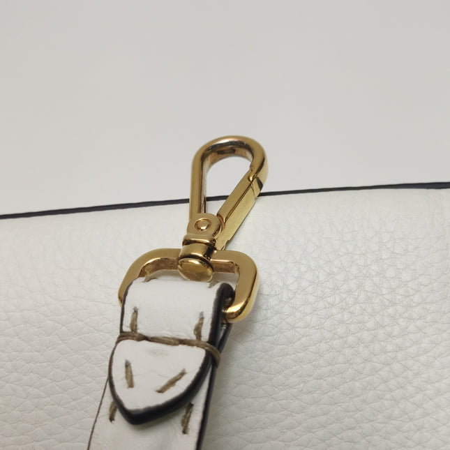 Fendi Baguette Selleria Medium White Calfskin Leather Crossbody Bag