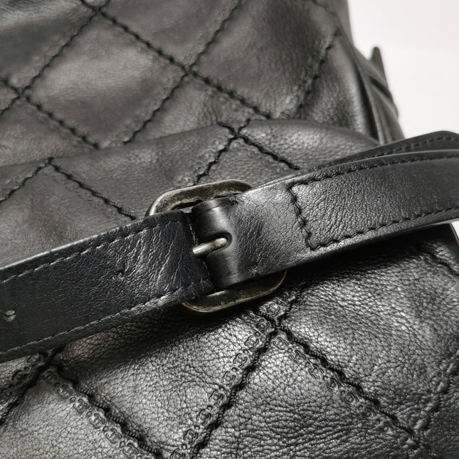 Chanel 2013 Paris-Edinburgh Large Black Flap Calfskin Leather Shoulder Bag