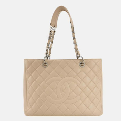 Chanel GST Grand Shopping Tote 2011 Beige Caviar Leather PM-Luxbags