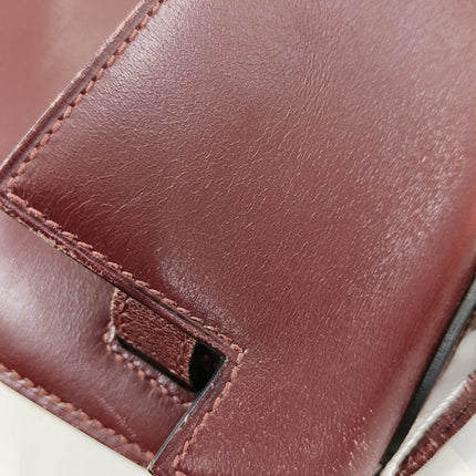 Hermes Kelly 32 Sellier Burgundy Box Leather Gold HW 1987