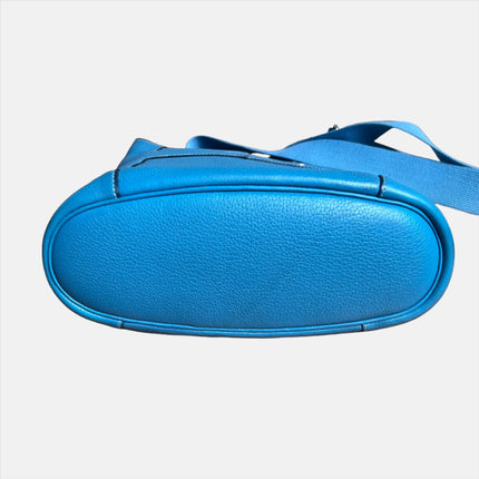 Hermès Taurillon Clemence Good News 28 PM Blue Jeans Hobo Crossbody Bag