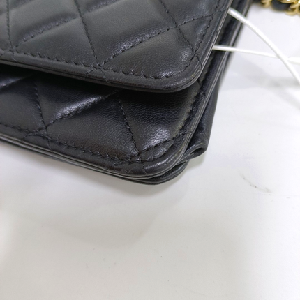 Chanel Wallet on Chain Classic Flap Black Lambskin Leather Gold Hardware