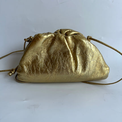 Bottega Veneta Pouch Mini Gold Lambskin Leather Crossbody Bag