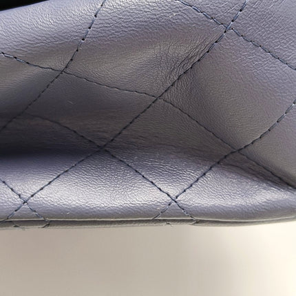 Chanel Classic Flap Maxi Ash Navy Lambskin Leather Double Flap Silver Hardware 2011