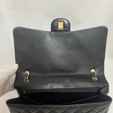 Chanel Classic Flap Maxi Black Caviar Leather Single Flap with Gold Hardware