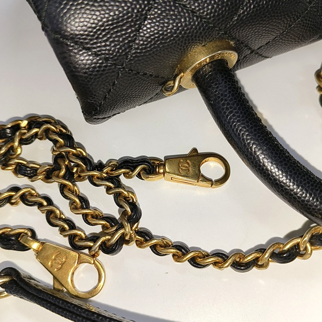 Chanel Coco Handle Small Black Caviar Leather Gold Hardware 2017