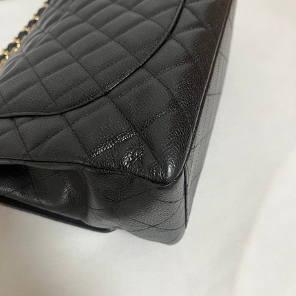 Chanel Classic Flap Maxi Black Caviar Leather Single Flap with Gold Hardware