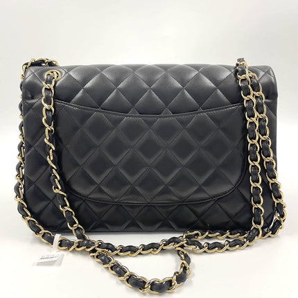 Sold Chanel Classic Flap Jumbo 2012 Black Lambskin Leather Double Flap with Gold Hardware