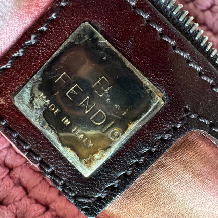 Fendi Baguette Bag Pink Crochet Knit Wool Pompom Shoulder Bag