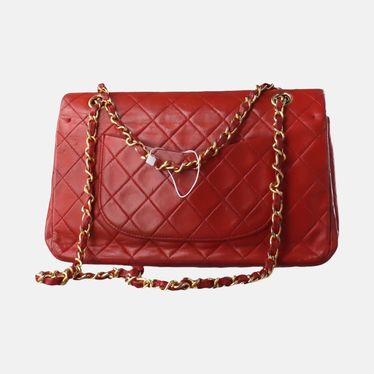 Sold Chanel Classic Flap Vintage 1989 Red Lambskin Leather with 24k Gold Hardware