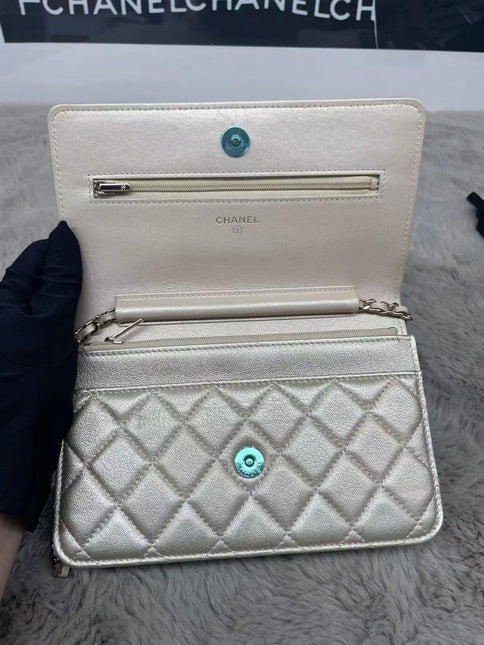 Sold Chanel Wallet on Chain WOC Gold Lambskin Leather