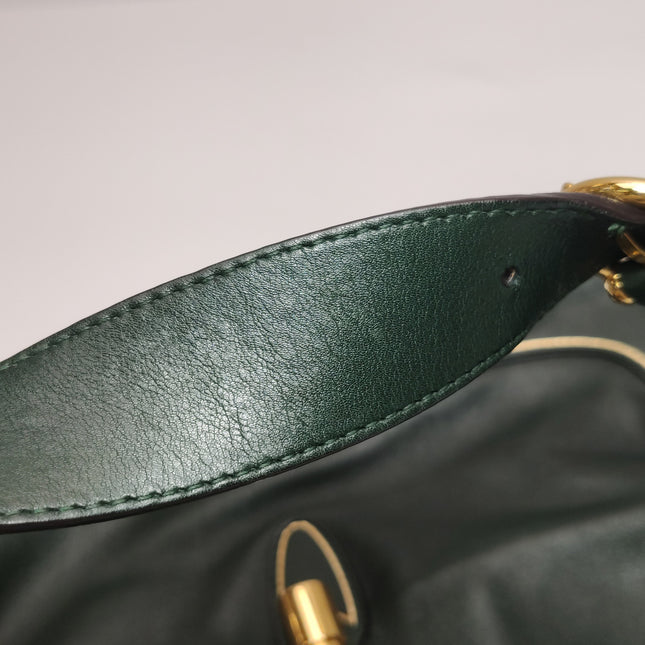 Gucci Jackie Soft Medium Green Leather Shoulder Bag With Strap