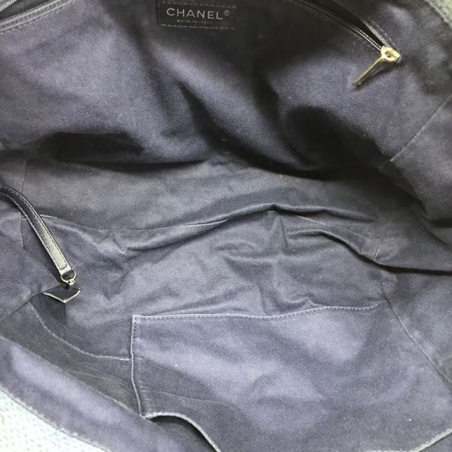 Chanel Deauville Tote Medium Navy Denim Top Handle 2012
