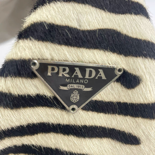 Prada Zebra Print Ponyhair Calfskin Leather Shoulder Bag