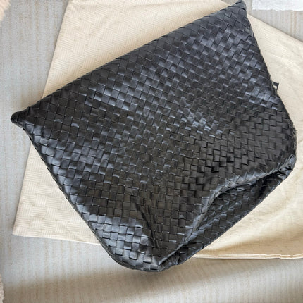 Bottega Veneta Hop Black Intrecciato Leather Maxi Hobo Bag 54cm