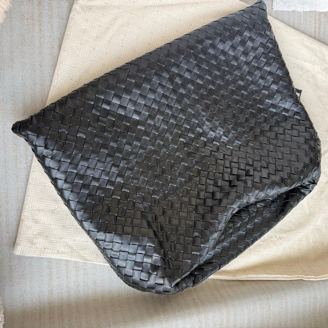 Bottega Veneta Hop Black Intrecciato Leather Maxi Hobo Bag 54cm