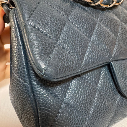 Chanel Classic Flap Rectangular Mini Navy Caviar Leather Silver Hardware 2015-16