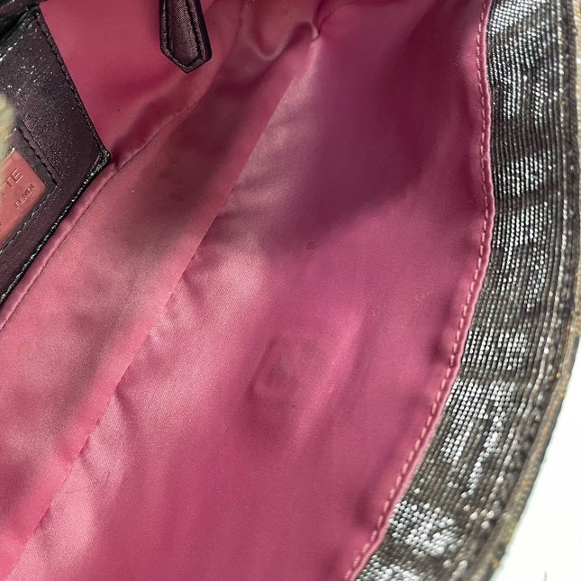 Fendi Baguette Iridescent Brown Zucca Print with Crystal Buckle