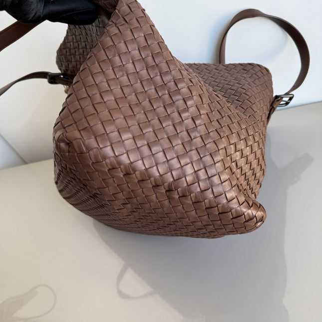 Bottega Veneta Cesta Shopper Tote Intrecciato Milk Chocolate Brown Leather Large 50cm