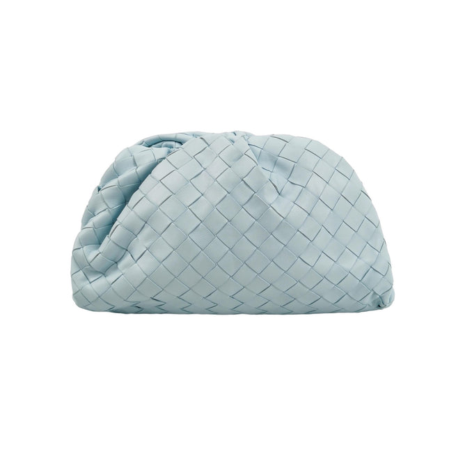 Bottega Veneta Pouch Large Intrecciato Light Blue Calfskin Leather