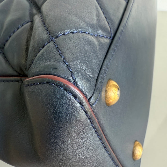 Chanel Perfect Edge Tote Quilted Navy Leather Antique Gold Hardware