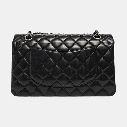Chanel Timeless Classic Flap Medium 2014 Black Lambskin Leather Silver Hardware
