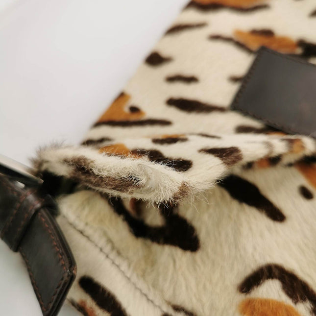 Fendi Baguette Pony hair in leopard print Brown