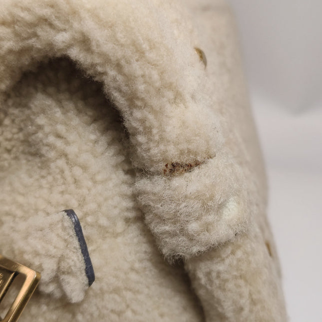 Loewe Amazona Small 29 White Shearling Gold Hardware Top Handle Bag