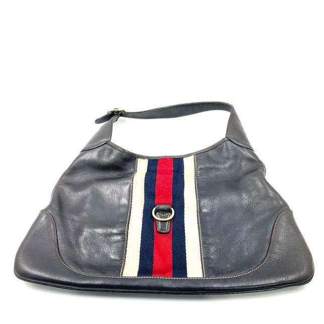 Gucci Jackie Vintage Bouvier Hobo Black Leather with Web Accent