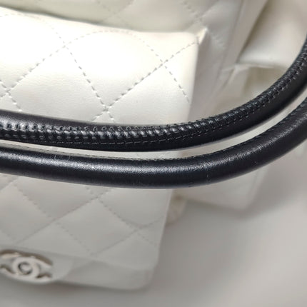 Chanel Cambon Multi-pocket Ligne Reporter Bag Large White Calfskin Leather