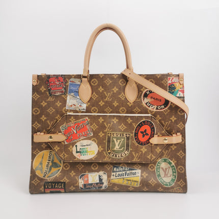Louis Vuitton OnTheGo Large Hotel Labels Brown Monogram Crossbody Tote