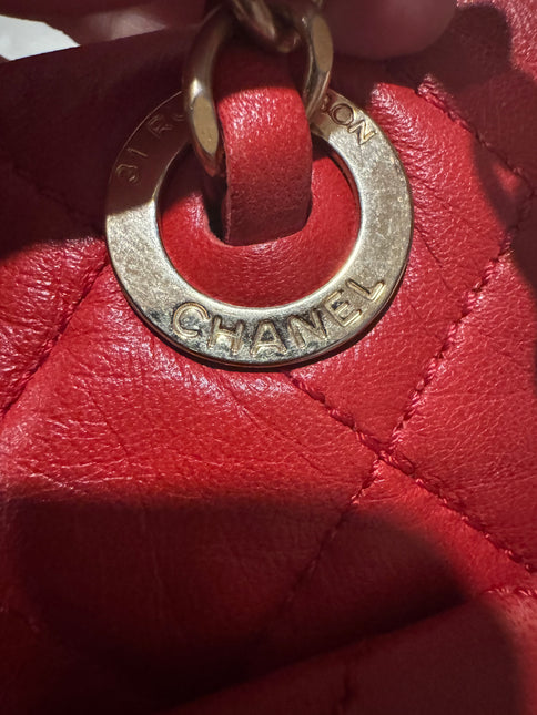 Chanel Shopping Tote Red Lambskin Leather Gold Hardware 2013-14