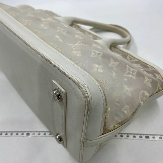 Louis Vuitton Lockit White Mesh Monogram and Leather Handbag