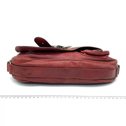 Dior Vintage Gaucho Large Red Leather Crossbody Bag