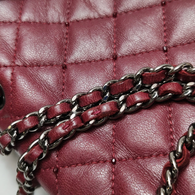 Chanel Seasonal Flap Mini Burgundy Lambskin Leather With Beads