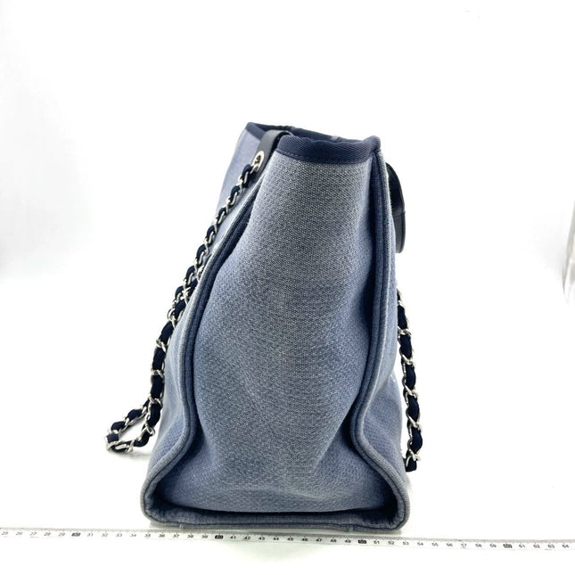 Chanel Deauville Tote Medium Navy Denim Top Handle