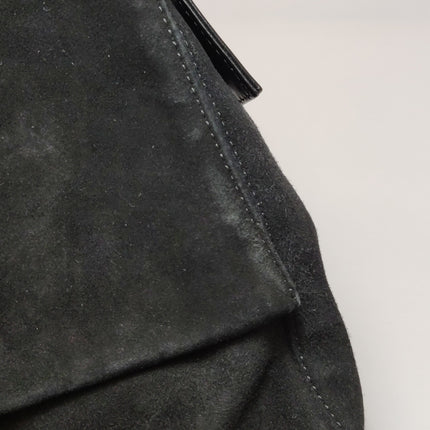 Fendi Mamma Baguette Black Suede Leather Red Buckle