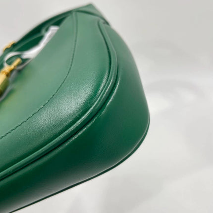 Gucci Jackie 1961 Mini Handbag in Green Leather with Adjustable Strap