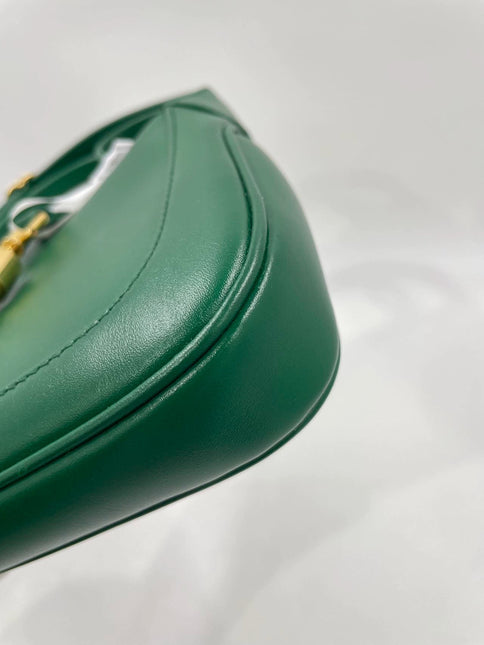 Gucci Jackie 1961 Mini Handbag in Green Leather with Adjustable Strap