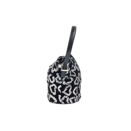 FENDI Mini Bucket White Heart Shaped Sequin Black Bag