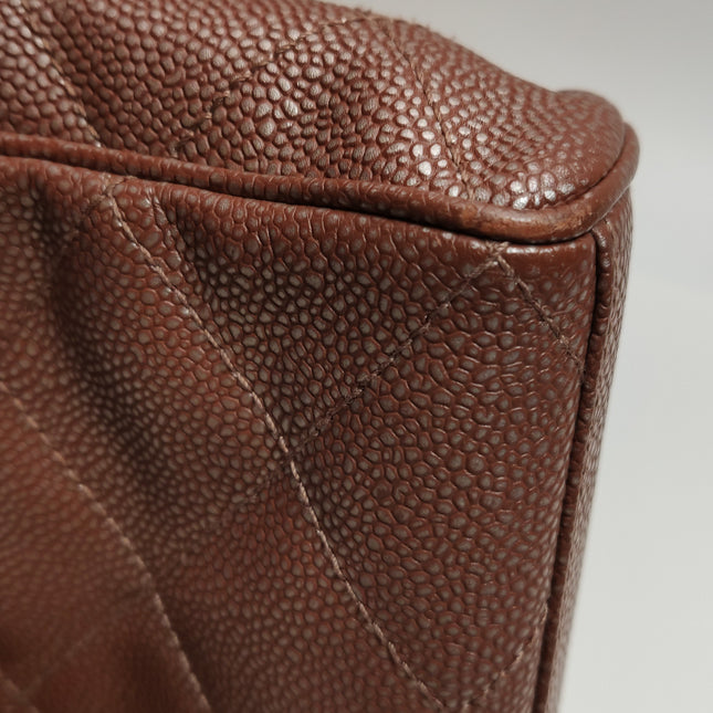 Chanel Vintage Medium Iridescent Brown Caviar Leather Shoulder Bag Gold Hardware