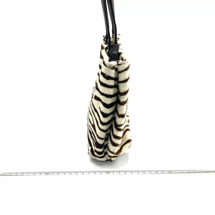 Prada Zebra Print Pony-style Calfskin Leather Brown Shoulder Bag