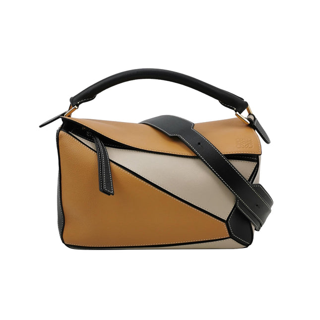 Loewe Puzzle Medium Tricolor Black Yellow Calfskin leather bag