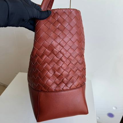 Bottega Veneta Cabat Large Intreccio Leather Tote Bag Burgundy Brick Red