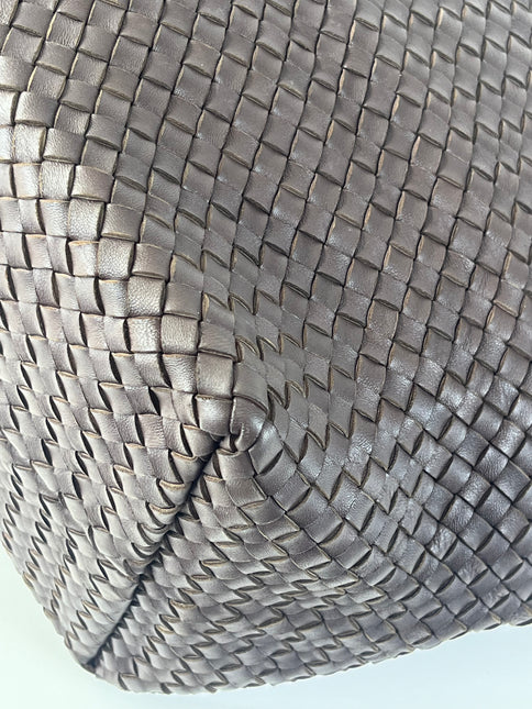 Bottega Veneta Cabat Tote Intreccio Leather Dark Chocolate Brown 40cm