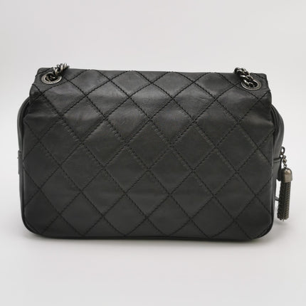 Chanel 2013 Paris-Edinburgh Large Black Flap Calfskin Leather Shoulder Bag