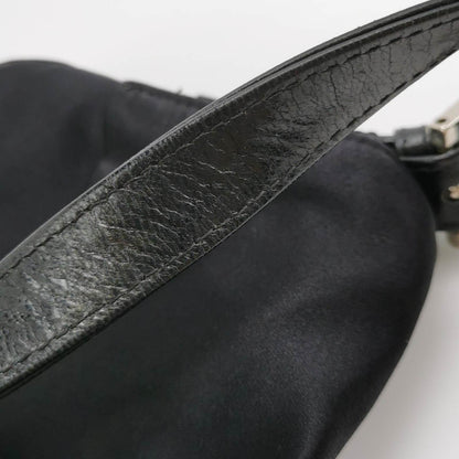 FENDI Baguette Black Silk Satin with Crystal Buckle Shoulder Bag